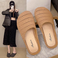 2025 summer new arrivalretro woven cut out vacation sandals toe half slippers women's shoes fashionoutwear sandals