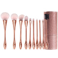 Stemmed glasses - rose gold & pink white, set of 10 + pink semi-glitter brush bucket packaging