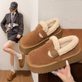 Women's slip-on snow boots - 2025 winter new arrival: retro chunky sole, fleece-lined, extra thick, warm, and comfortable cotton shoes