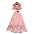 Luxury french style high-end short-sleeve dress - women's summer blazer collar lace mesh belted maxi dress