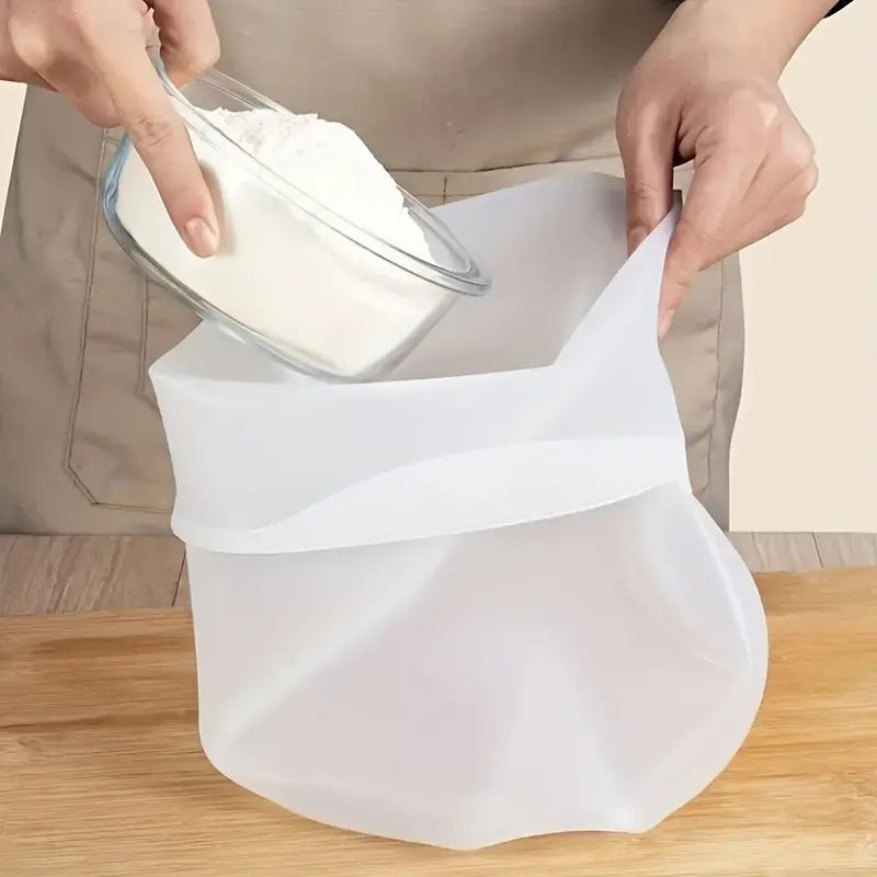 Silicone kneading bag - food grade silicone flour bag - kitchen home use non-stick dough kneading & proofing tool - mess-free baking