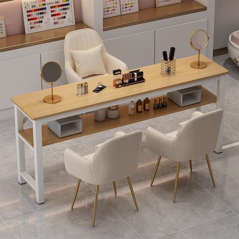 Nail art table nail art table and chair suit light luxury internet celebrity economical single japanese style imitation marble double single table