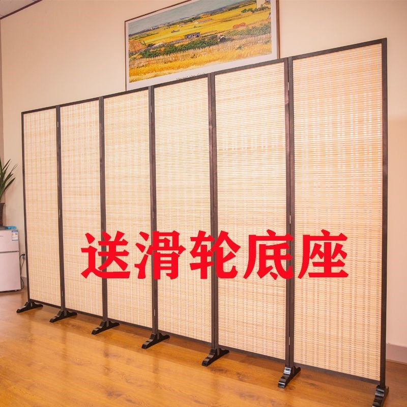 Chinese style bamboo screen partition wall living room simple modern foldable wooden movable bedroom screen for home screen
