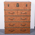 Red brown oil leather 5 drawer cabinet 80*40*100 interior wood color