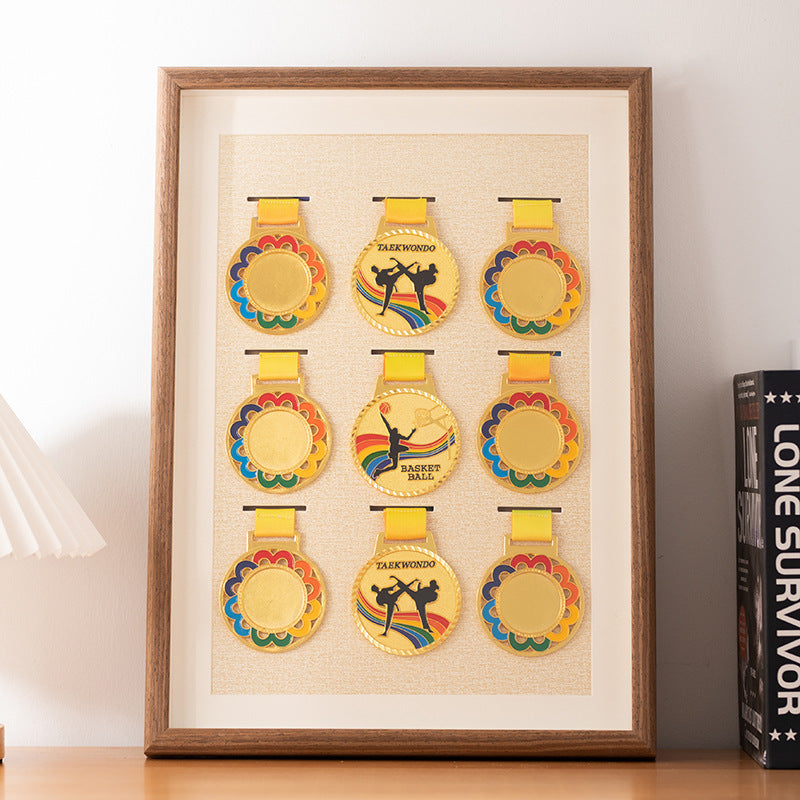 Wooden photo frame table medal storage display photo frame marathon gold medal hollow picture frame 10 inch keep medal