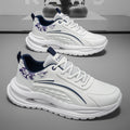 Sports breathable men's shoes spring leather shock-absorbing running shoes youth soft bottom lightweight student white daddy trendy shoes