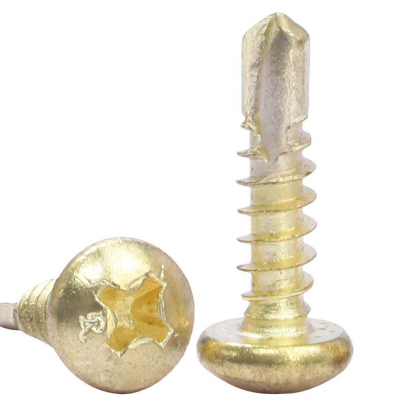 304/410 stainless steel gold cross groove round head drill tail screw self-drilling pan head dovetail screw M3.5/M4.2