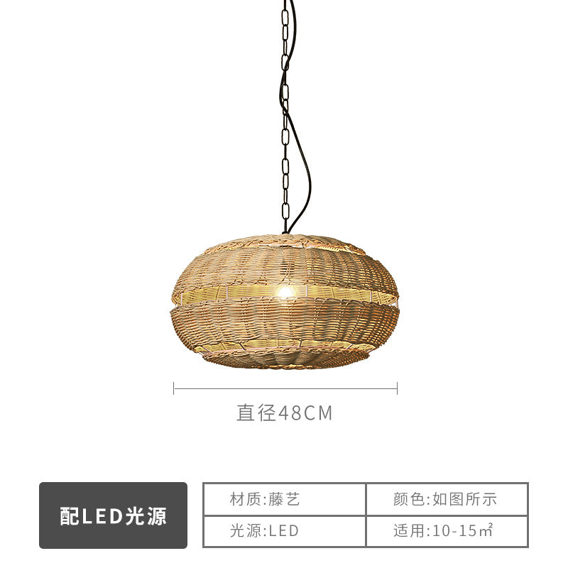 Wabi Silent Wind Catering Chandelier Chinese Living Room Dining Room Tea Room Zen Light Homestay Study Bedside Japanese Rattan Chandelier