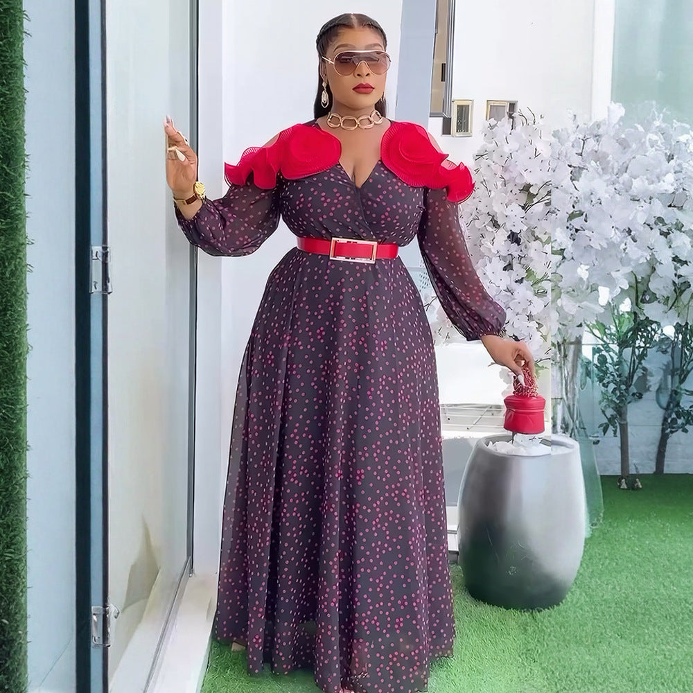 european and american  cross-border e-commerce new hepburn retro french style women's plus size polka dot dress
