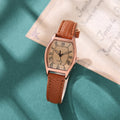 Wine barrel mirror minimalist alloy influencer live stream women's watch waterproof quartz casual square leather strap watch