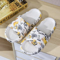 Graffiti "step on shit" slippers for women, summer outdoor wear, 2024 new cute indoor home one-strap casual couple slippers