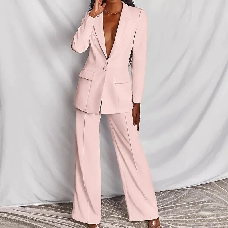 Shipped to europe and the us:  autumn new arrival casual fashion suit set - elegant two-piece blazer
