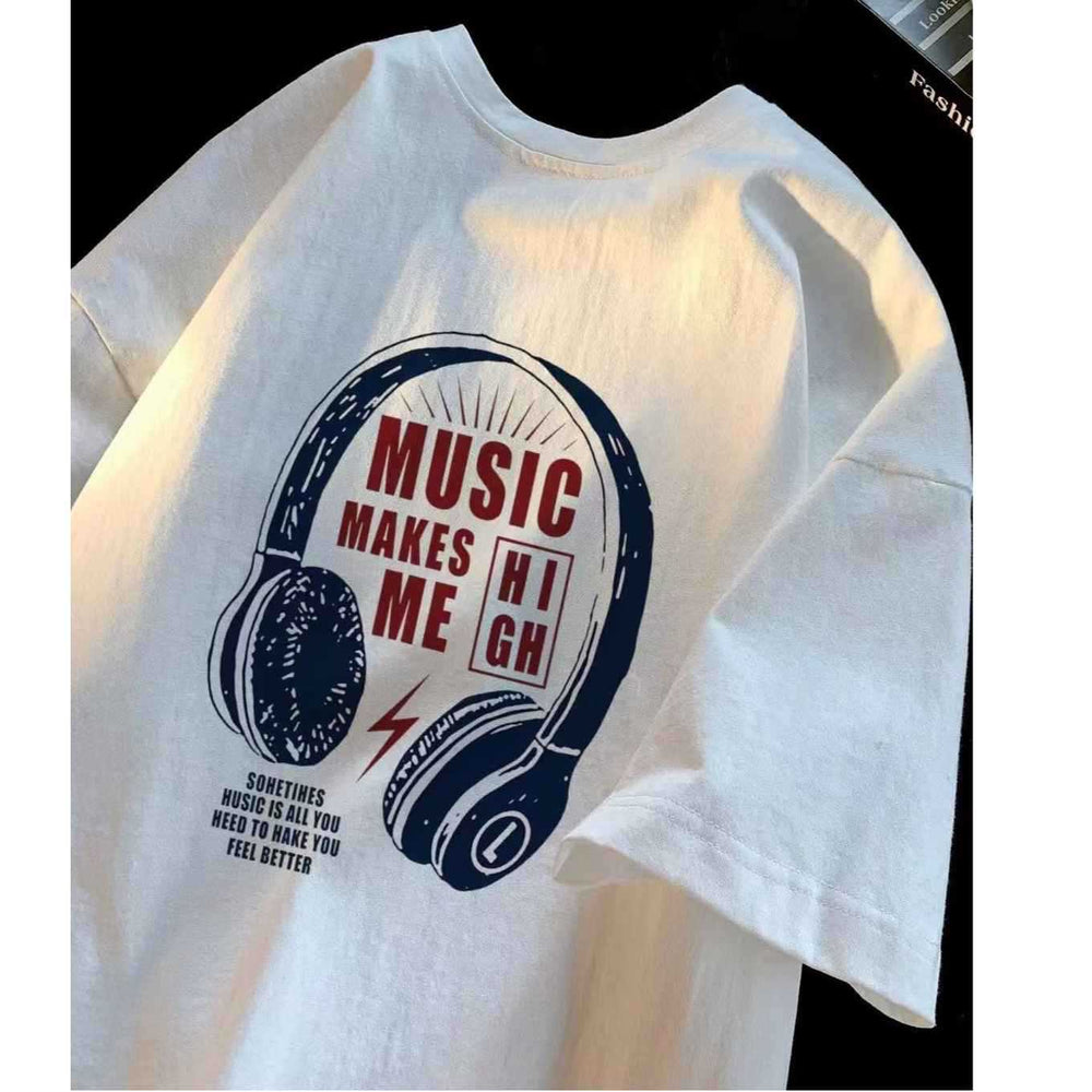 White cotton boys' short-sleeve t-shirt, summer  new arrival, loose fit, casual cartoon print, kids' half-sleeve tee 005