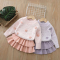 Kids' crew neck sweater and leggings two-piece set -  autumn/winter new collection - girls' tiered skirt knit outfit