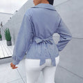 European and american cross-border  hot-selling new spring/summer fashionable sexy versatile striped long-sleeved women's shirt