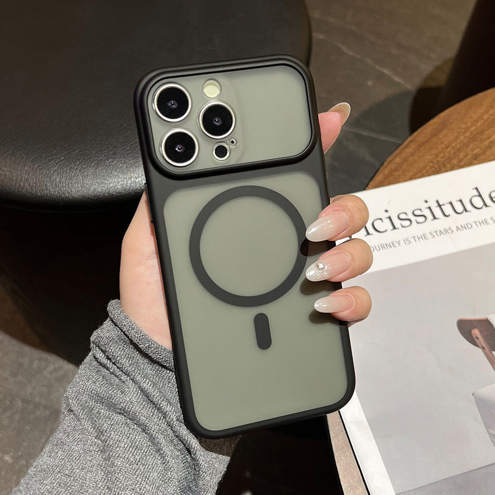 Fine hole skin-feeling magnetic phone case suitable for iphone17promax apple 16/13 frosted transparent protective case