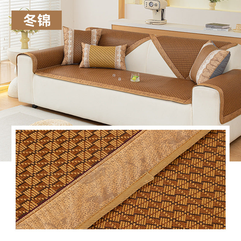 Cool feeling rattan cushion sofa cushion summer mat advanced feeling living room non-slip sofa cushion recliner backrest summer cushion cover