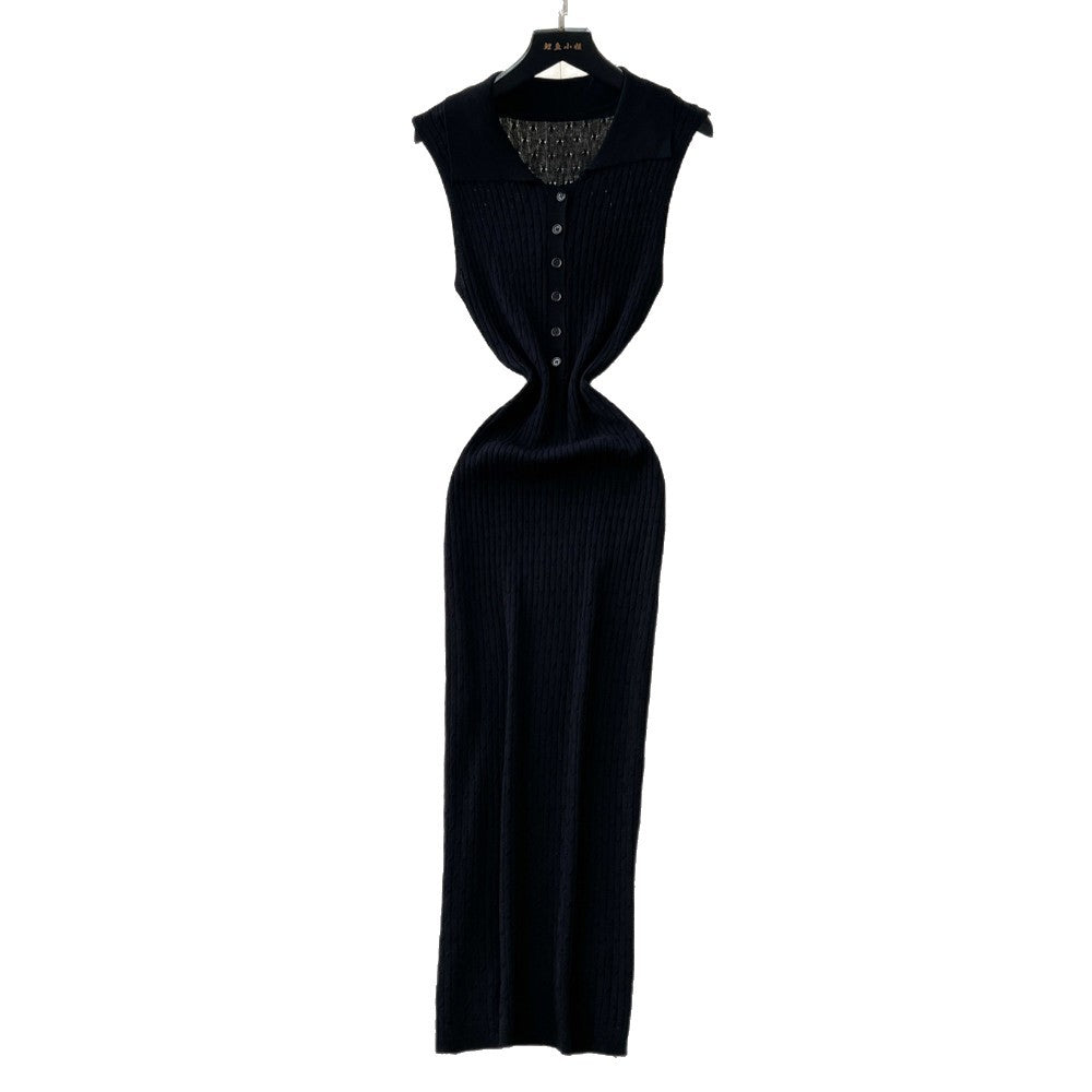 Pure desire style knitting sleeveless silmdress women's summer waist slimming look a-line long skirt goddess elegant skirt