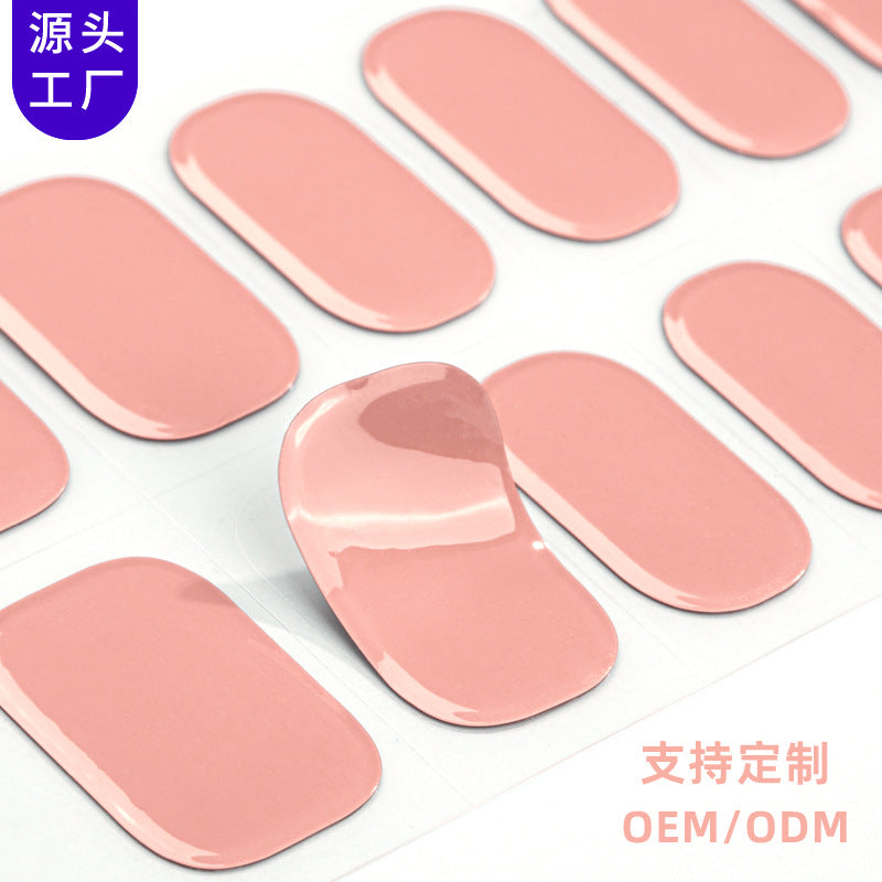 Zhengxiang new semi-cured gel nail art sticker solid color pure green onion gel UV nail sticker simple baking lamp gel nail art