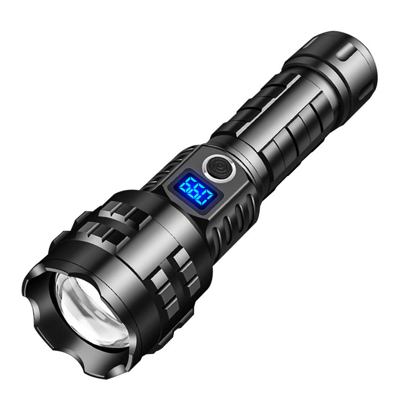 Cross-border explosive led strong light flashlight outdoor remote shooting type-c charging telescopic focusing household emergency flashlight