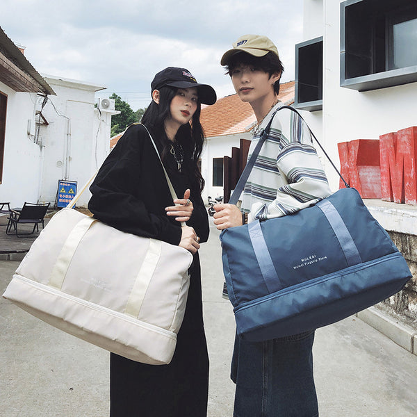Large-capacity nylon travel bag for men and women, casual and versatile, going out, portable fitness bag, wet and dry separation, short-distance duffel bag