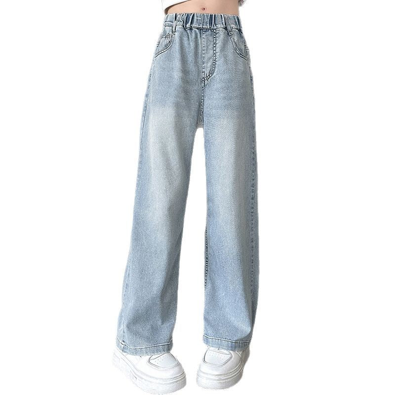 Girls' summer lightweight pants  new summer collection - stylish wide-leg tencel jeans for big girls and kids