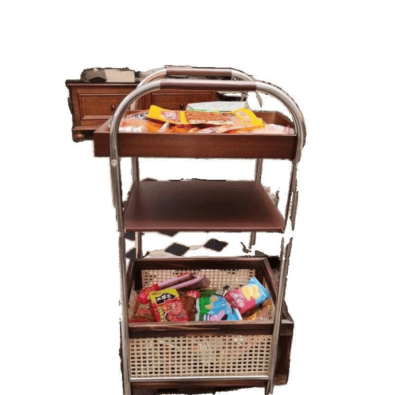 Stainless steel 2-layer trolley DIY Xiaohongshu with wheel rack basin frame bedroom multi-layer mobile storage cp