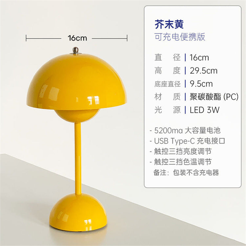 Danish bud table lamp - rechargeable, wireless, portable, minimalist design for living room, dining room, bedside - touch dimming vp9 classic table lamp