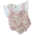 Baby girl summer lightweight romper outfit, floral print bodysuit, infant short-sleeve romper, stylish four-piece set
