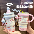 New arrival high-looking large-capacity cartoon handle ice insulation cup cute student straw cup coffee cup office cup