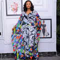 supply: chiffon digital print plus size women's african & european fashion set - robe with loose-fit pants