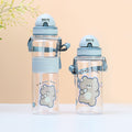 Factory custom cute cartoon kids straw cup cross-border plastic water bottle portable strap flip-top children's water bottle