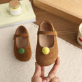 Vancahao girls' velvet flats - new spring/autumn  collection - kids' cherry velvet princess shoes with soft sole and dotted sole