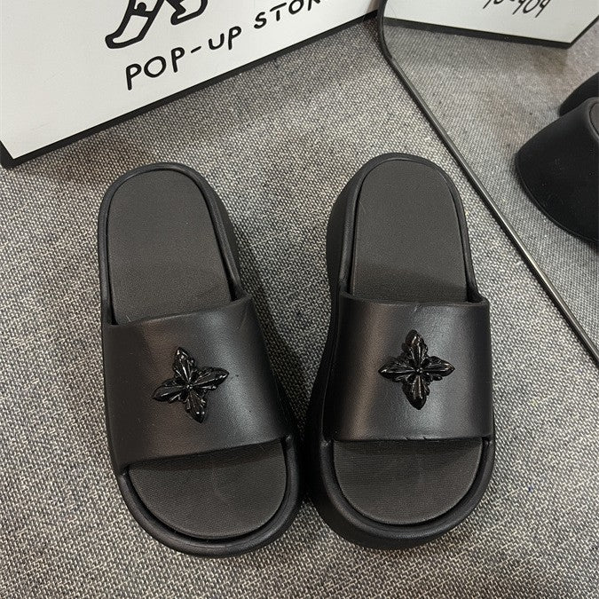 Thick soleplatform shoes slippers for women summer outwearthick sole stepping on shit feeling 2025new arrivalsummerpopular beach sandals