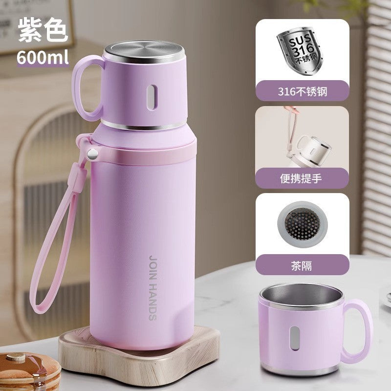 2025 new student water bottle - tea & water separation, 316 stainless steel, portable, large capacity, insulated tumbler