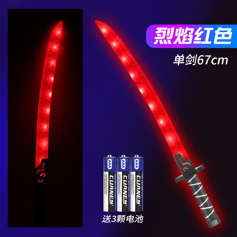 Wholesale luminous samurai sword kids toy knife model large night market stall laser sword street stall supply