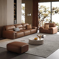 Italian normcore genuine leather sofa modern for home living room black straight row three seatsaccessible luxury first layer cowhide art sofa
