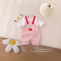 Autumn cherry two-piece overalls set - girls' outfit, new cartoon style, korean fashion, cute baby