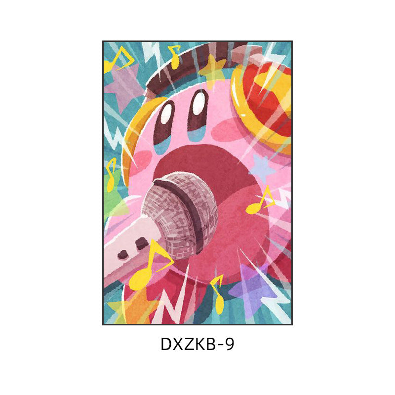 Star Kirby decorative painting pink girl bedroom children's room hanging painting cartoon animation cute princess bedside mural