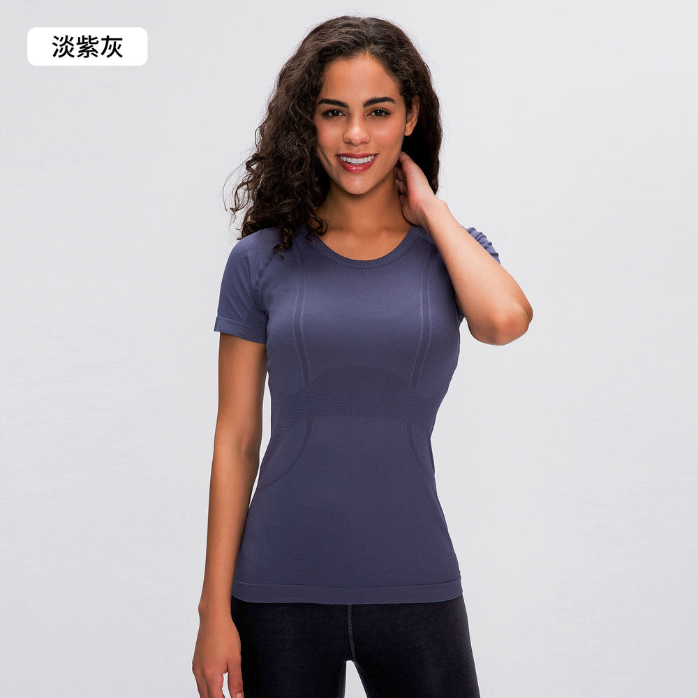 Spring/summer new women's short-sleeve crew neck sports t-shirt - running, fitness, slim-fit, breathable yoga top - s2067