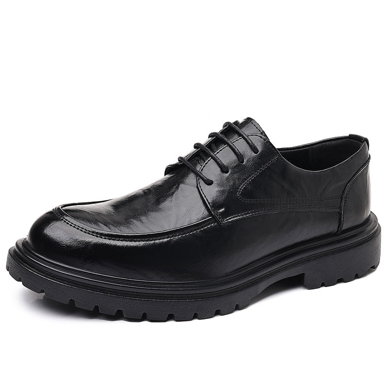 Genuine leather men's formal dress shoes - business, british style, chunky sole, casual, work, wedding, groom shoes 2401-1