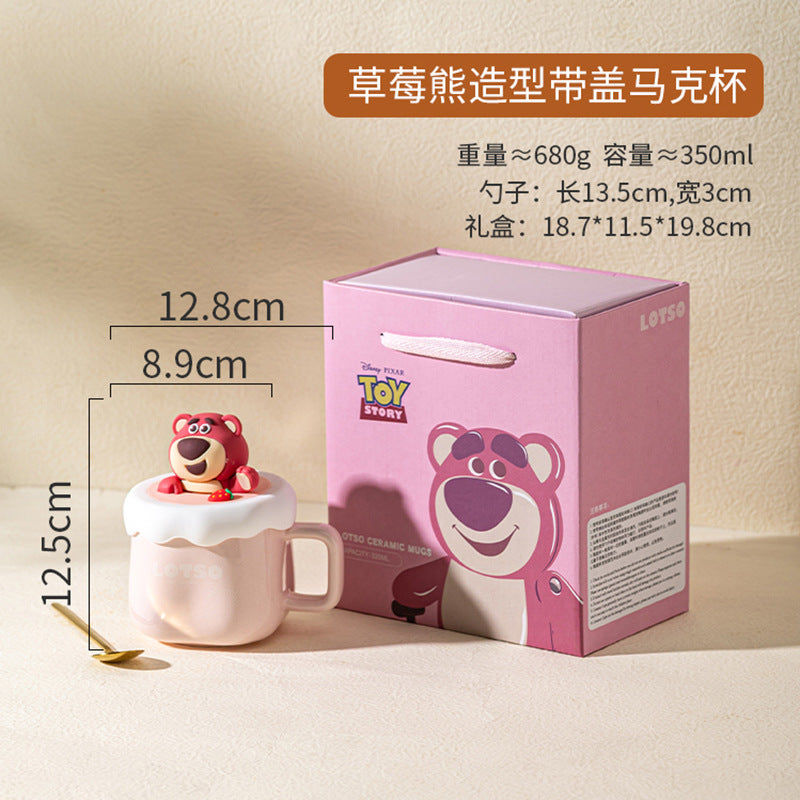 Ceramic cup gift box mug with lid with spoon coffee cup holiday gift box cartoon cup cute water cup