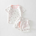 3-month-old and 2-year-old baby summer short-sleeved suit open pants pure cotton elastic waistband two-piece set breathable fork pants