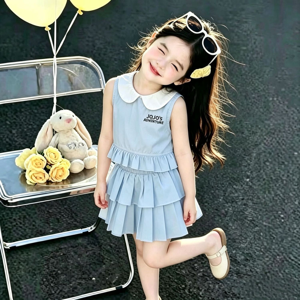 Girls' summer outfit set : new stylish summer clothes for baby girls, lightweight and trendy summer fashion for kids