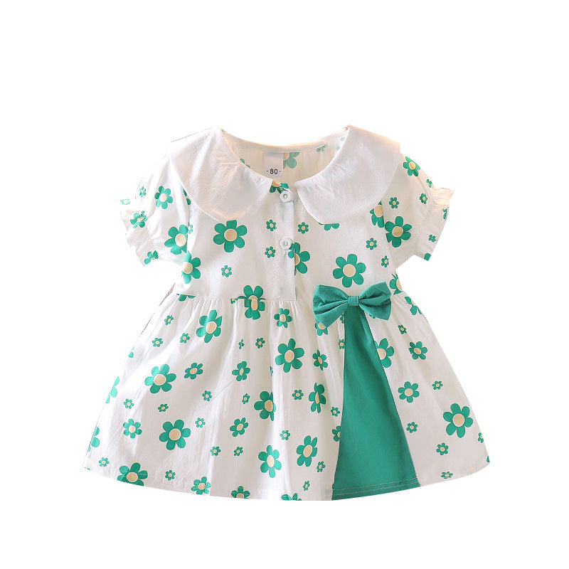 Korean children's summer new arrivals: floral short-sleeve dress - korean style princess sweet floral dress for baby girls