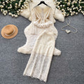 French chic lace cutout elegant two-piece set for women -  spring/autumn slim-fit high-end style
