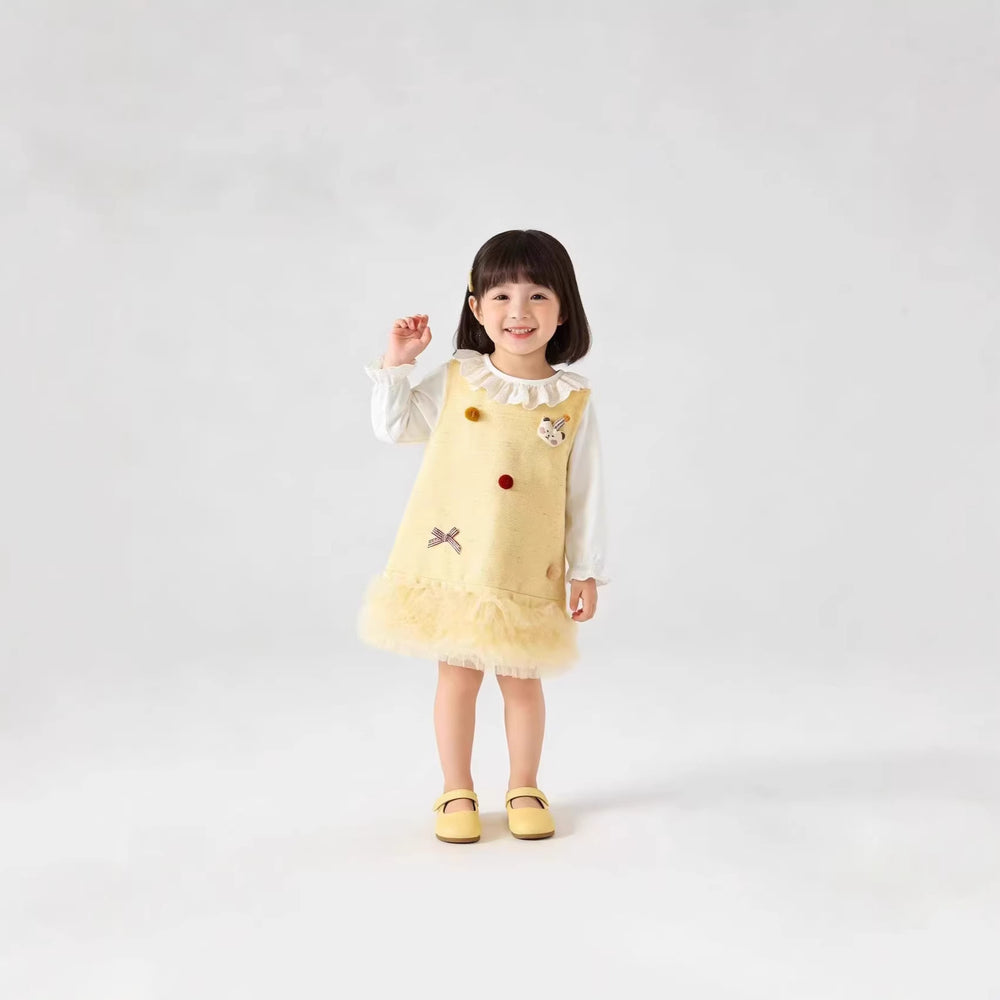 girls' chanel-inspired dress, spring collection, sweet princess sundress for kids, baby's first birthday dress, spring and autumn wear