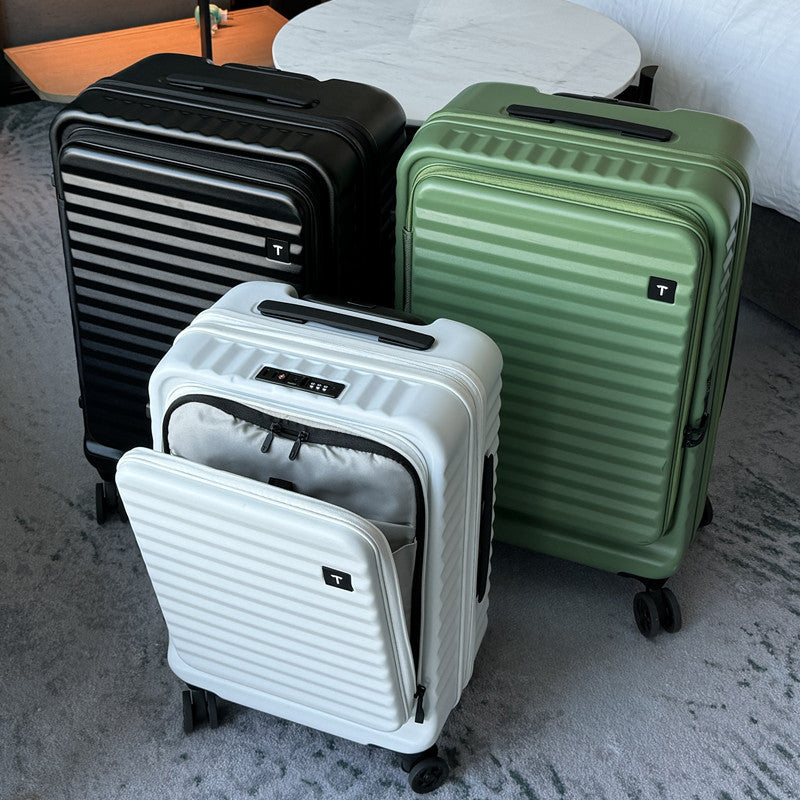 New front open suitcase women's 20-inch small boarding case 24-inch anti-drop trolley case travel bag password case