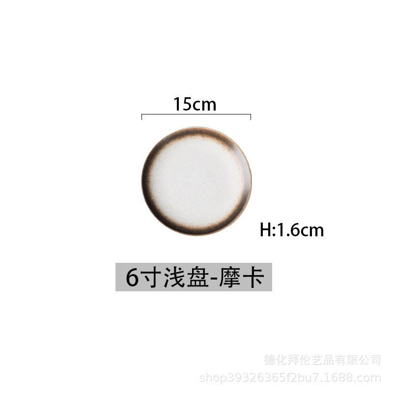 Japanese-style influencer dinner plates restaurant tableware commercial steak plates creative flat plates household dinner plates unique snack dishes