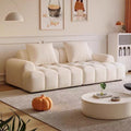 French cream style puff sofa living room modern casual fabric straight row two and three seater small apartment sofa